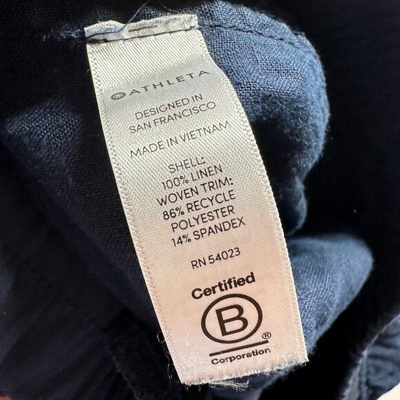 Athleta Pants Womens 6 Navy Blue Cabo Linen Jogger Drawstring Breathable Casual - Picture 5 of 12